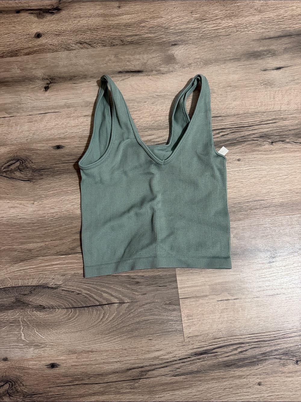 Aeropostale Olive Green Ribbed V-Neck Tank Top